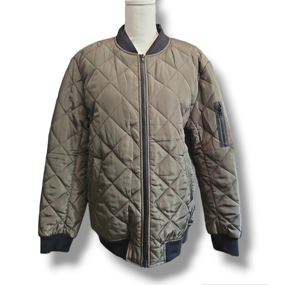Pretifeel Other - Pretifeel Mens Bomber Jackets Diamond Quilted Fall Winter Rib Varsity Lt Weight